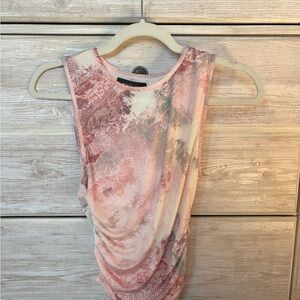 White Fox Boutique Abstract Print Bodysuit - Pink and Cream